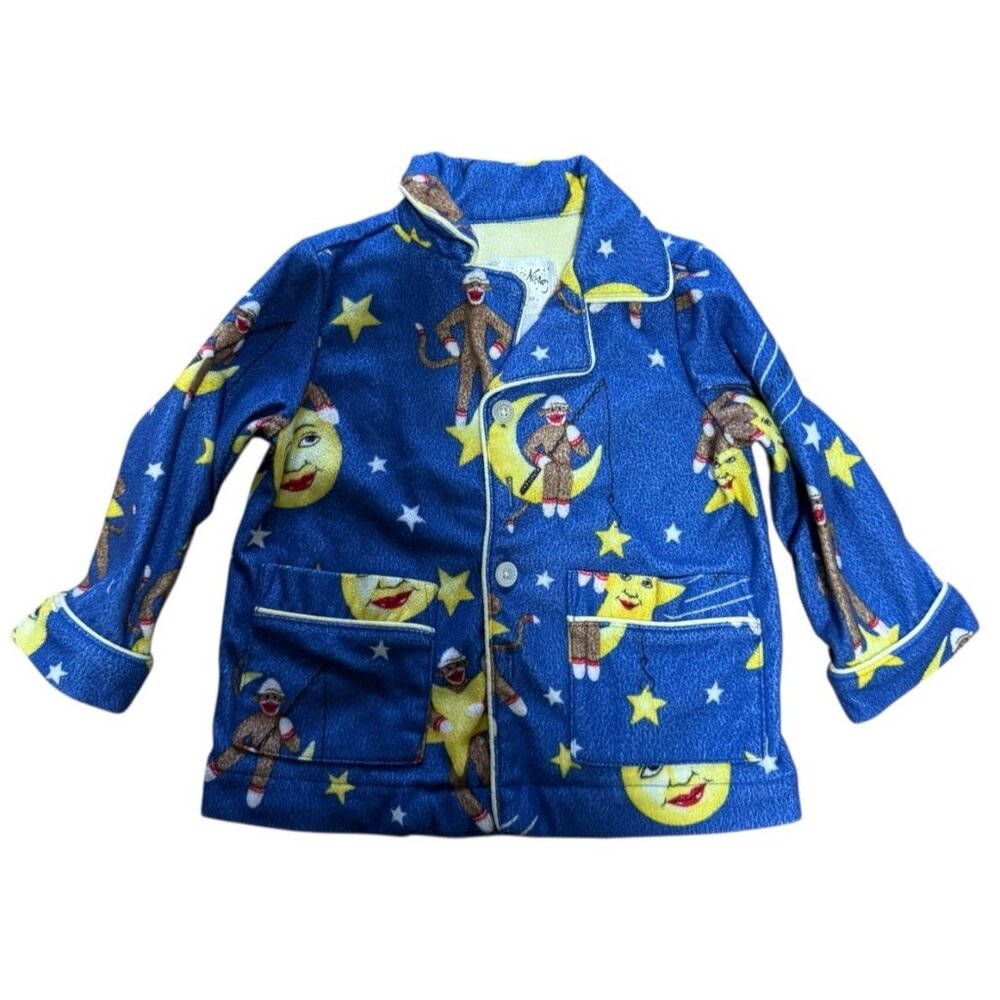 Nick & Nora Kids Sleepwear Pajama Set Size 12M 2 Piece Polyester Buttons Blue‎